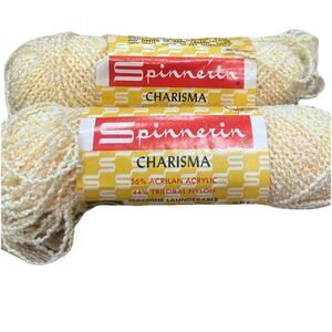 Vtg Spinnerin Charisma Yellow #1704 Lot of 2 1oz Skeins Acrylic Nylon Blend